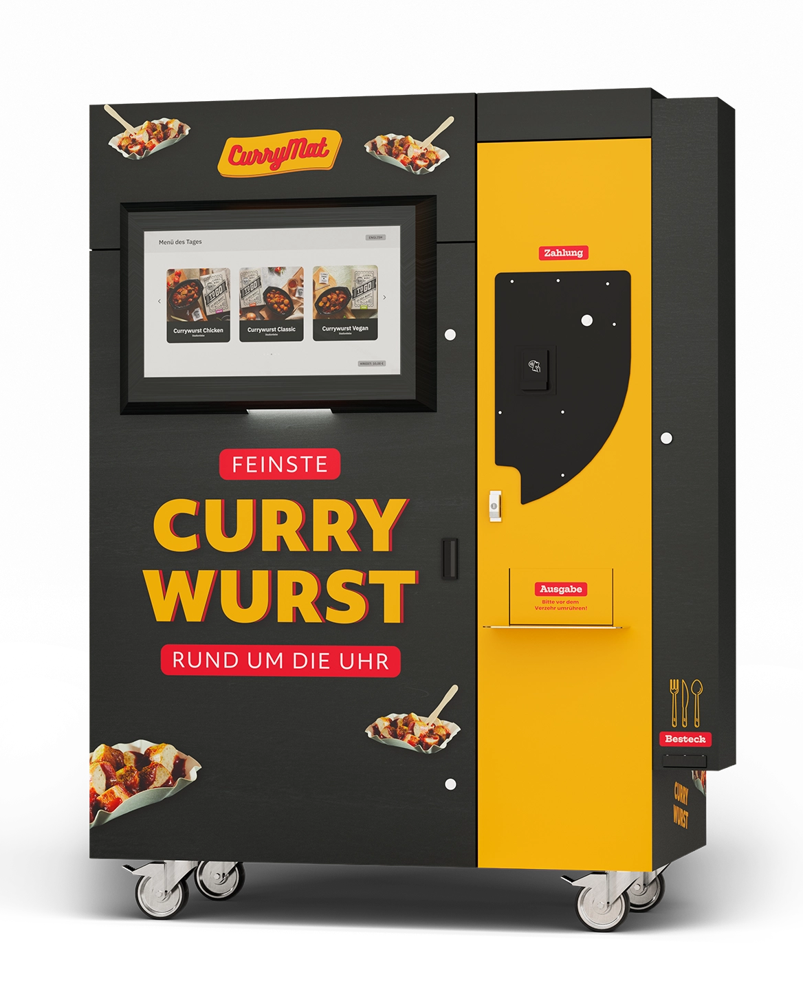 Freigestellte Abbildung unseres Essensautomaten für Currywurstgerichte namens Currymat